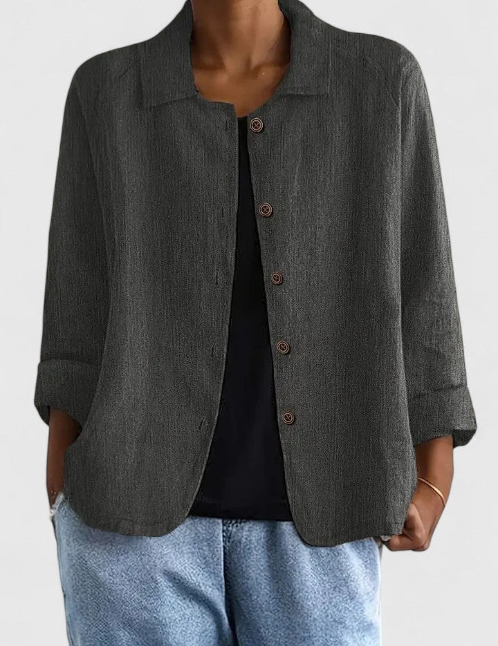 Théodora Wentbridge | Pink Linen-Blend Button-Front Shirt