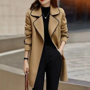 Charlotte Whitmore | Contrast Trim Wool Midi Coat For Women