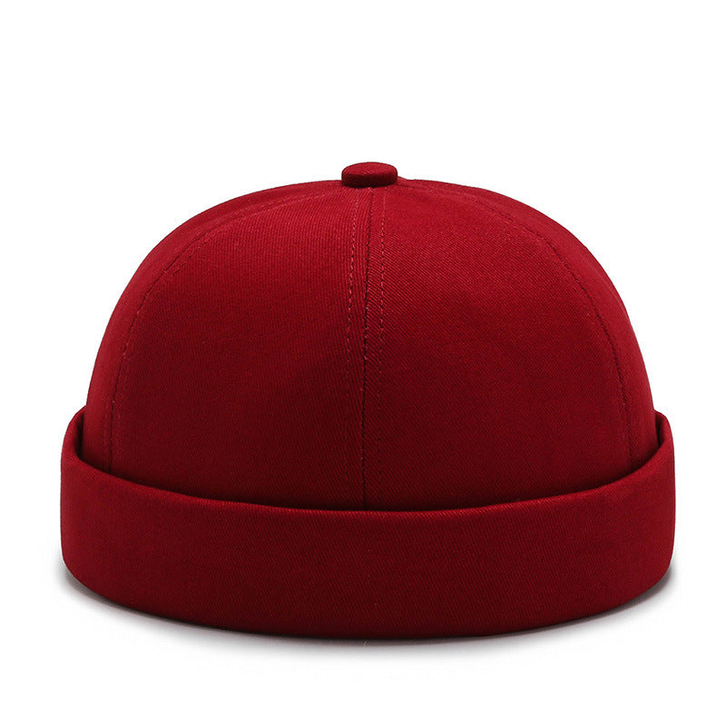 Brimless Beanie Skull Cap Hat - Wine Red