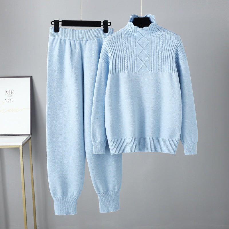 Odile Charvet | Cable-Knit Mock Neck Sweater Set For Women
