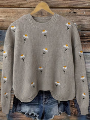 Beatrix Montclair | Daisy Embroidered Sweater With Long Sleeves For Women