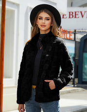 Isabeau Renard | Checkerboard Plush Teddy Jacket For Women