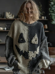 Odalys Ferrand | Halloween Cat Print Crew-Neck Sweater For Women