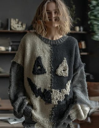 Odalys Ferrand | Halloween Cat Print Crew-Neck Sweater For Women