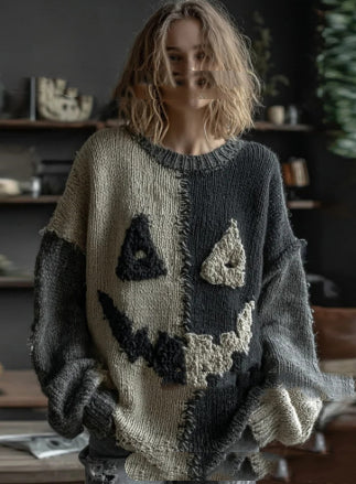 Odalys Ferrand | Halloween Cat Print Crew-Neck Sweater For Women