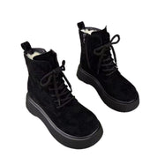 Margaux Delacroix | Suede Platform Ankle Boots For Women