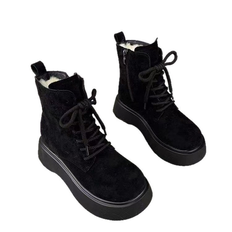 Margaux Delacroix | Suede Platform Ankle Boots For Women