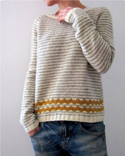 Tallulah Loxton | Striped Zigzag Hem Knit Sweater For Women