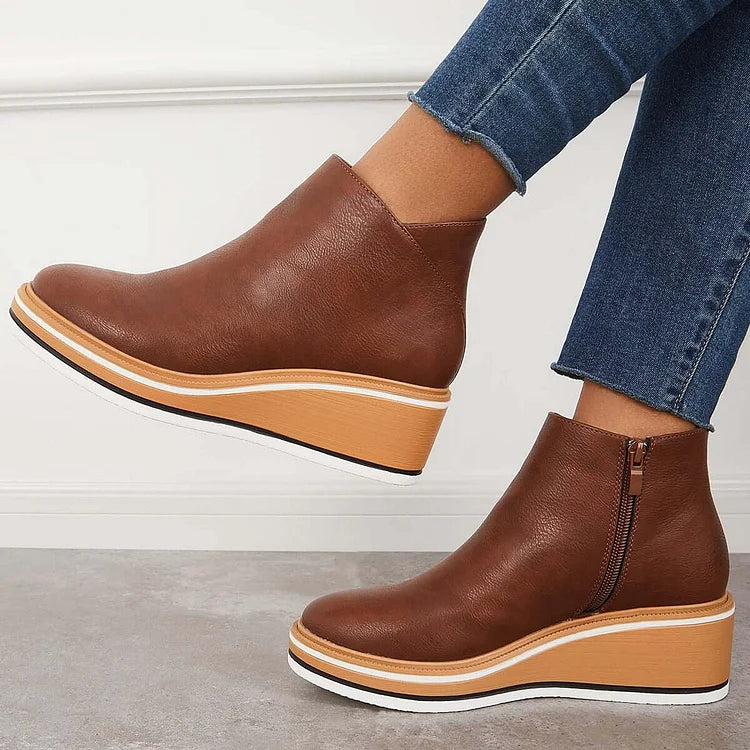 Lucette Fairborne | Navy Wedge Ankle Boots For Women