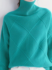 Josephine Alderidge | Diamond-Knit Turtleneck Sweater For Women