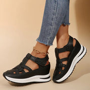 Lysette Cavonbridge | White Platform Sandals with Velcro Strap