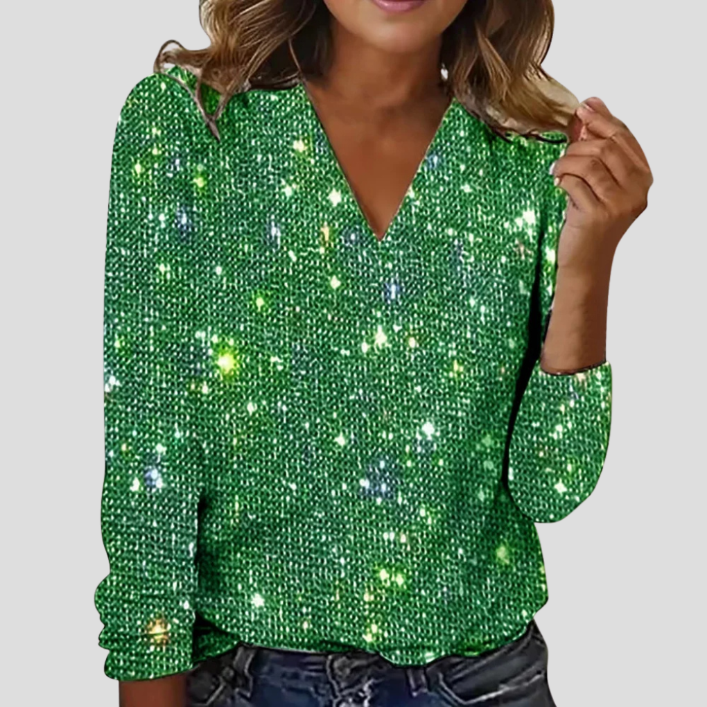 Valentina Moreau | Sequin V-Neck Party Top For Women