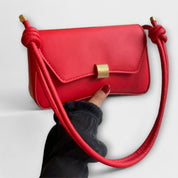 Amélie Courbet | Beige Faux Leather Shoulder Bag with Gold Clasp