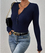 Léa Chantelle | Front-Button Ribbed Knit Sweater For Women