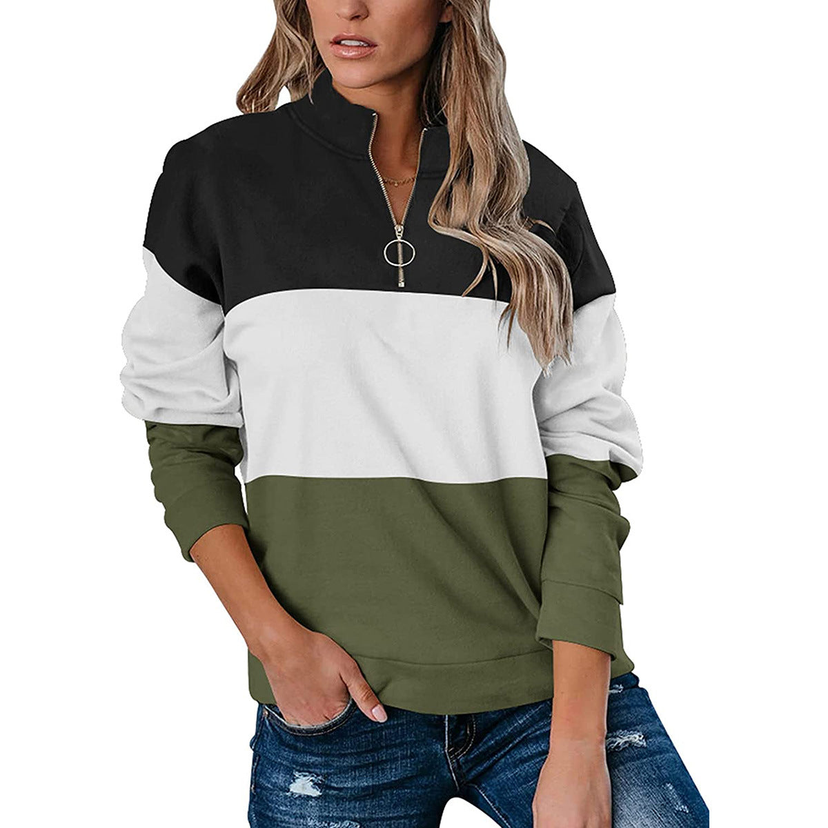 Anneliese Corbin | Color-Block Quarter-Zip Sweatshirt For Women