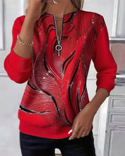 Charlotte Dubois | Abstract Print Half-Zip Top For Women