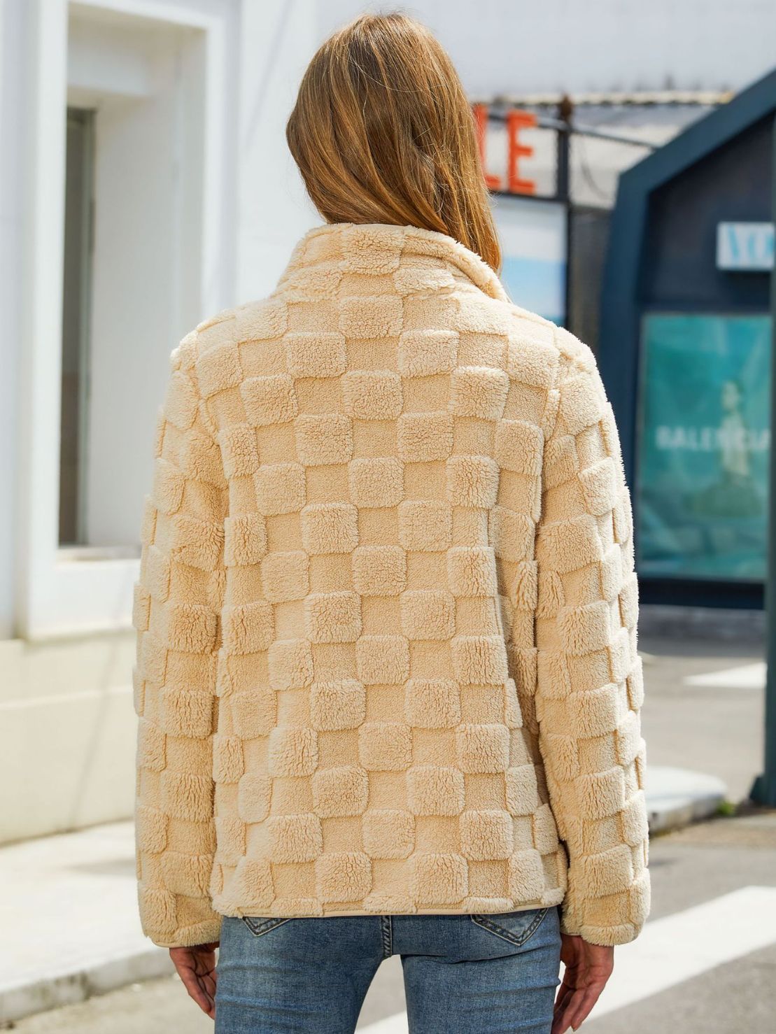 Isabeau Renard | Checkerboard Plush Teddy Jacket For Women