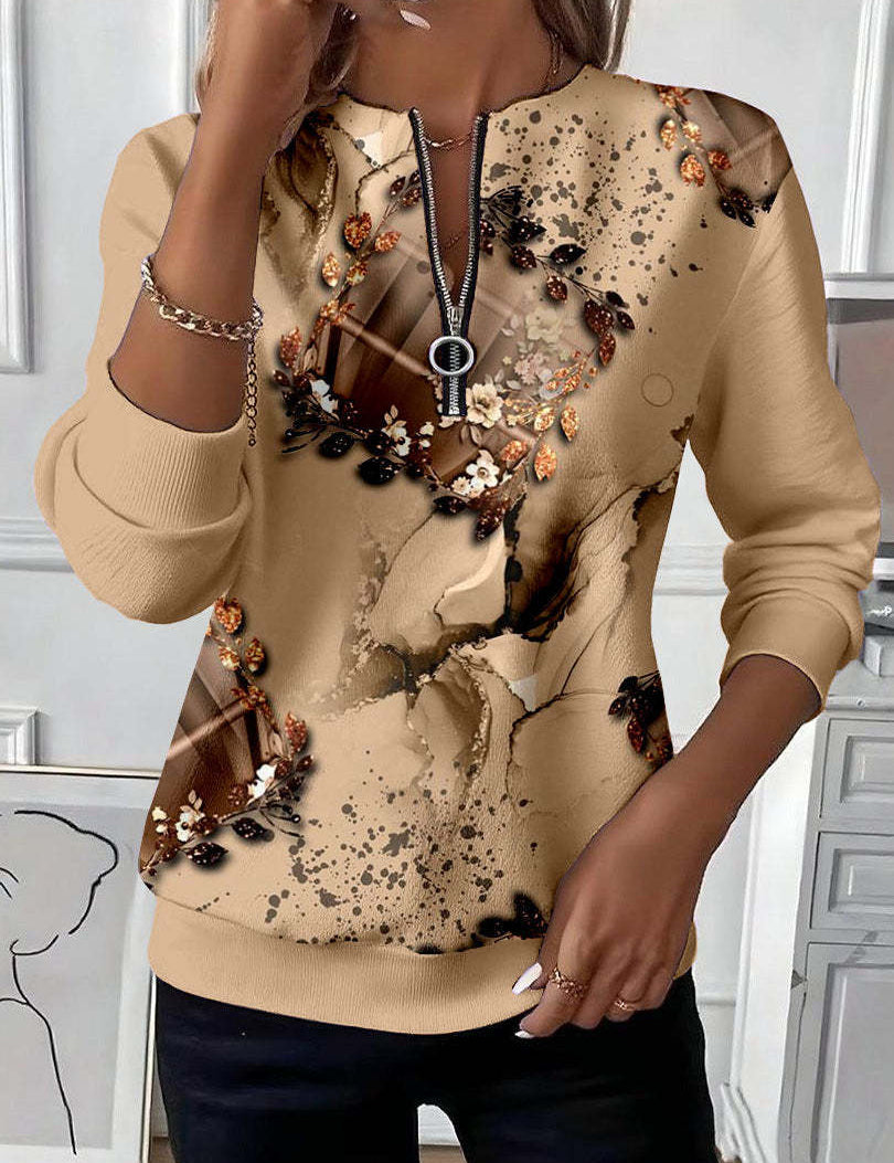 Charlotte Dubois | Abstract Print Half-Zip Top For Women