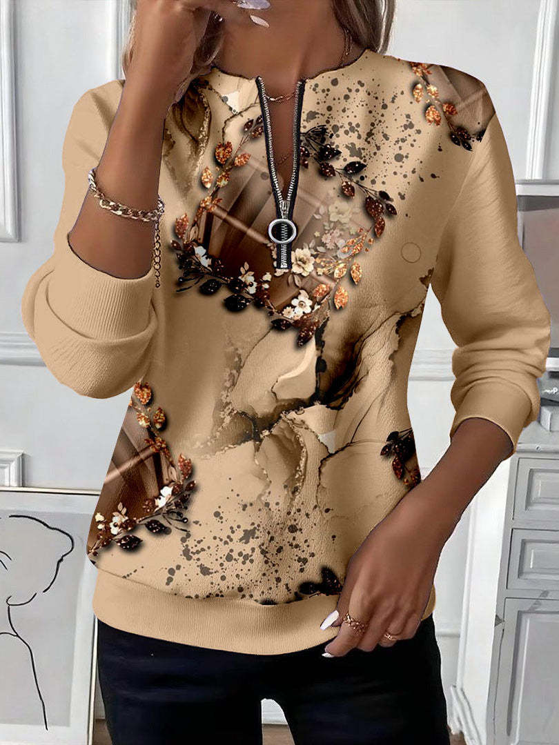Charlotte Dubois | Abstract Print Half-Zip Top For Women