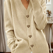 Mireille Costanzo | Heart-Button V-Neck Cardigan For Women
