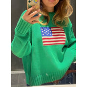 Brooke Ellsworth | American Flag Turtleneck Knit Sweater For Women