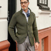 Wade Belham | Stand Collar Knit Cardigan Jacket For Men