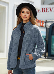 Isabeau Renard | Checkerboard Plush Teddy Jacket For Women