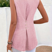 Marceline Duprat | Linen-Blend Sleeveless Blouse With Button-Back Detail