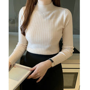 Marianne Lefebvre | Ribbed Mock Turtleneck Sweater For Women
