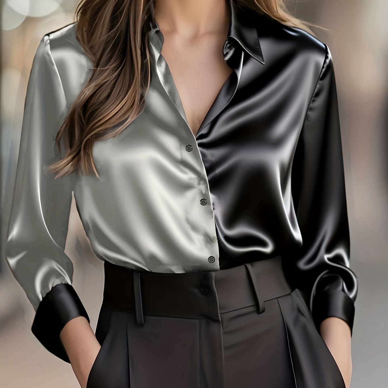 Colette Rousset | Silk Color-Block Blouse For Women