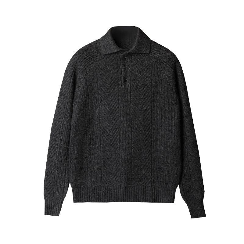Mack Fairworth | Chevron Knit Polo Sweater For Men