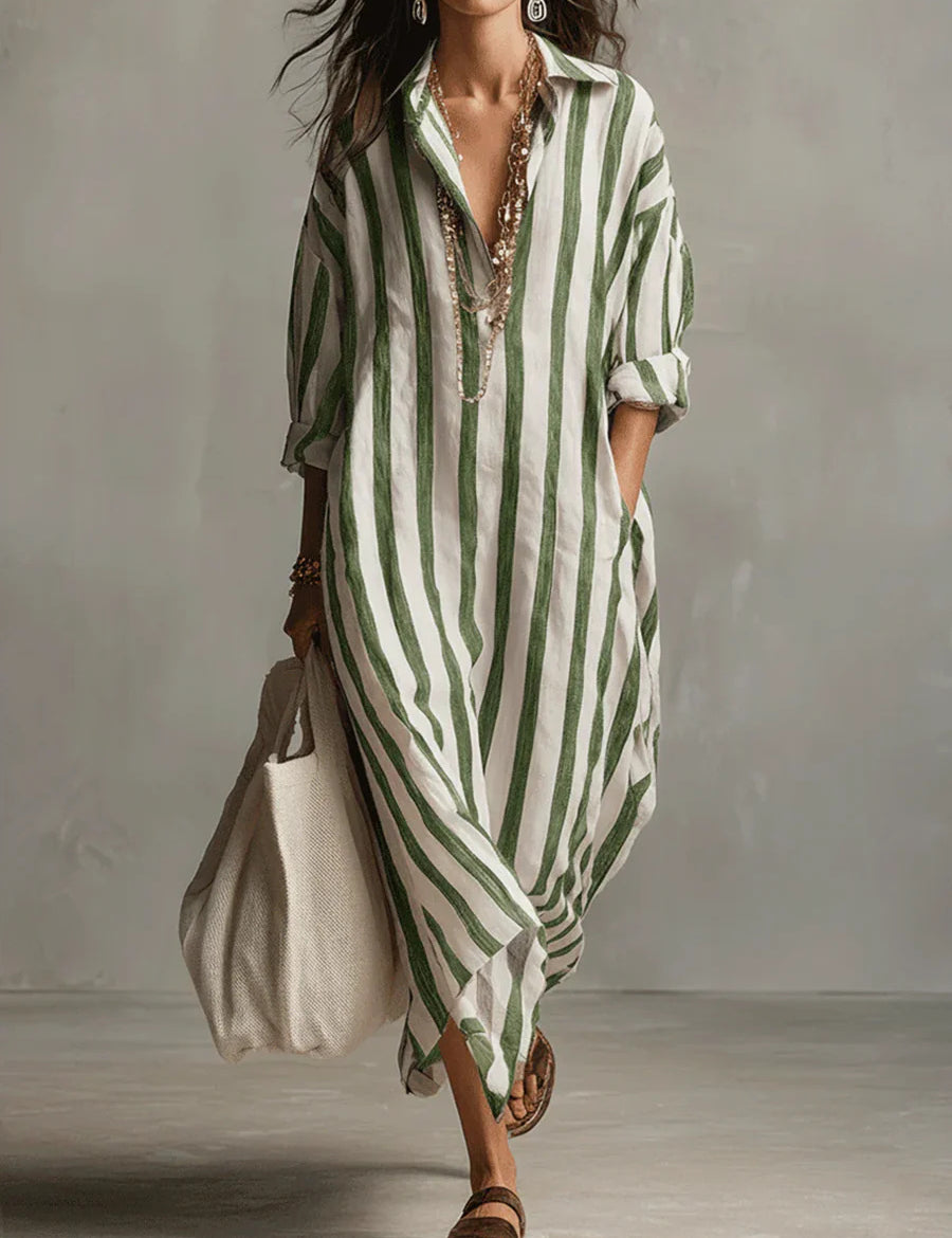 Thérèse Delannoy | Striped Shirt Maxi Dress For Women