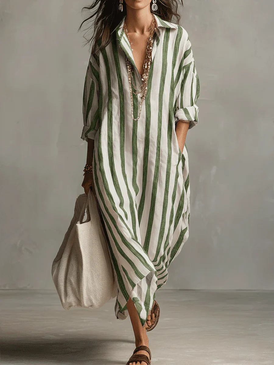 Thérèse Delannoy | Striped Shirt Maxi Dress For Women