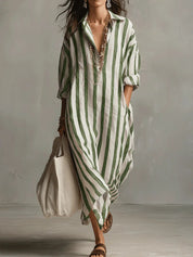 Thérèse Delannoy | Striped Shirt Maxi Dress For Women