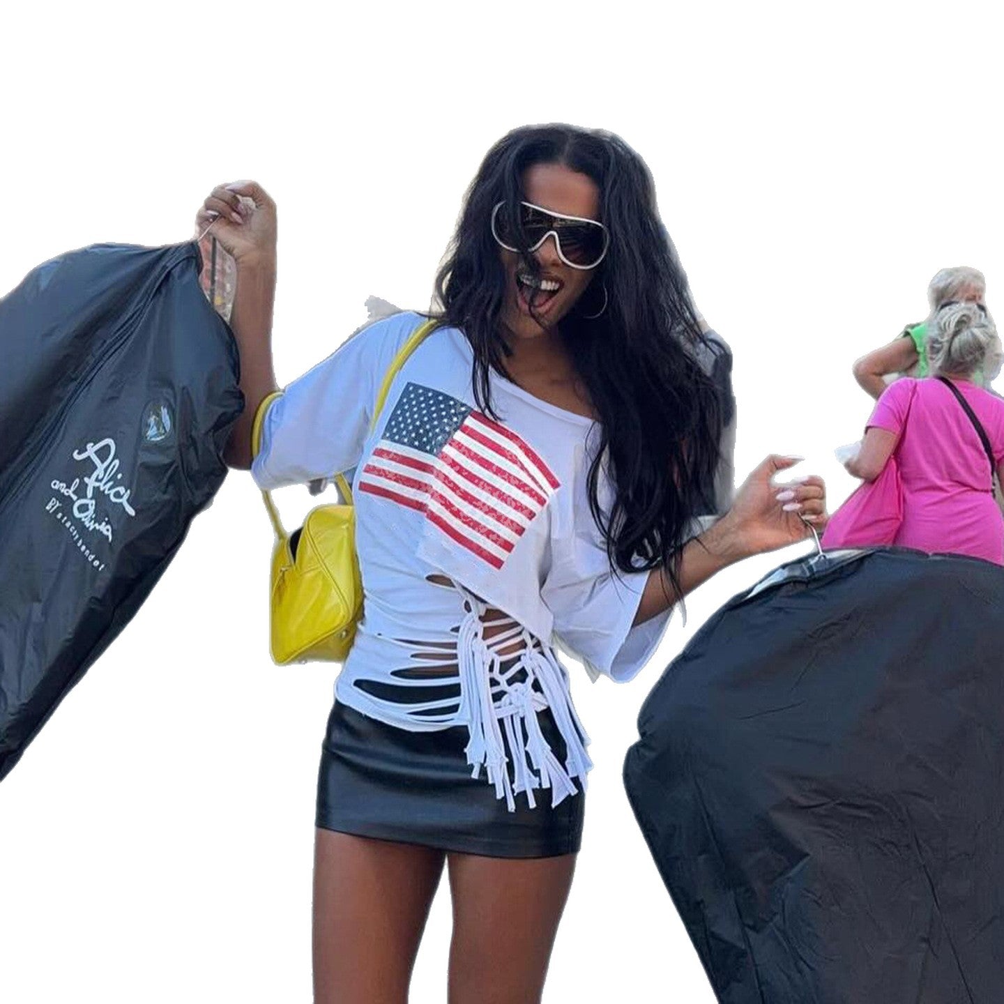 Brooke Westmore | American Flag Ripped Lace-Up Top For Women