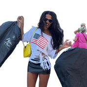 Brooke Westmore | American Flag Ripped Lace-Up Top For Women