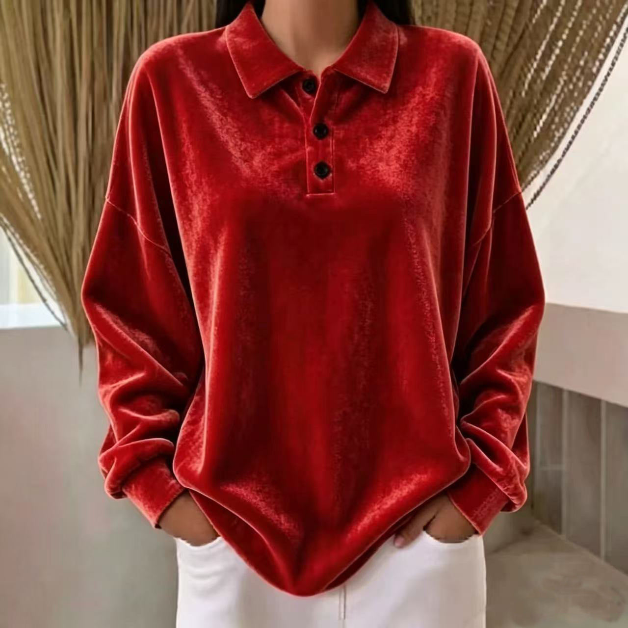 Lucille Bernard | Velvet Polo Top For Women