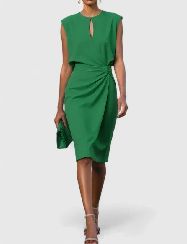 Vivienne Marlowe | Navy Blue Sleeveless Keyhole Midi Dress