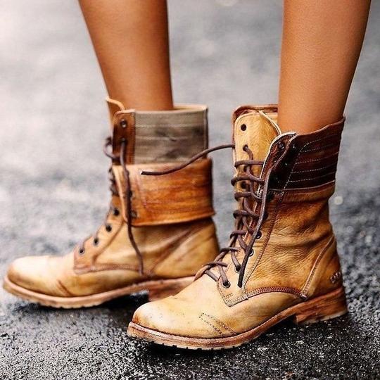 Peggy Quarmore | Vintage Fold-Over Lace-Up Boots For Women