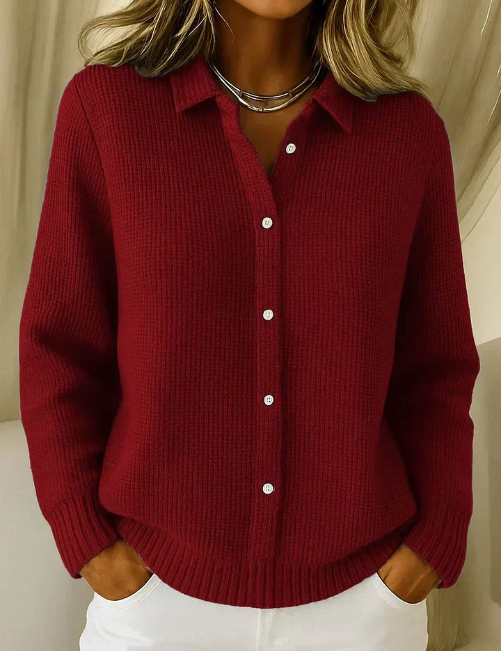 Claudia Ferretti | Cozy Waffle Knit Cardigan For Women