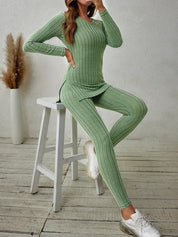 Celine Aubert | Ribbed Knit Two-Piece Lounge Set For Women