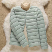 Hollis Brookhaven | Cream Lightweight Collarless Puffer For Women