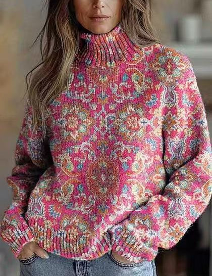 Marianne Castellucci | Floral-Print Turtleneck Sweater For Women