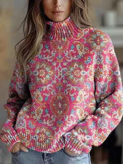 Marianne Castellucci | Floral-Print Turtleneck Sweater For Women