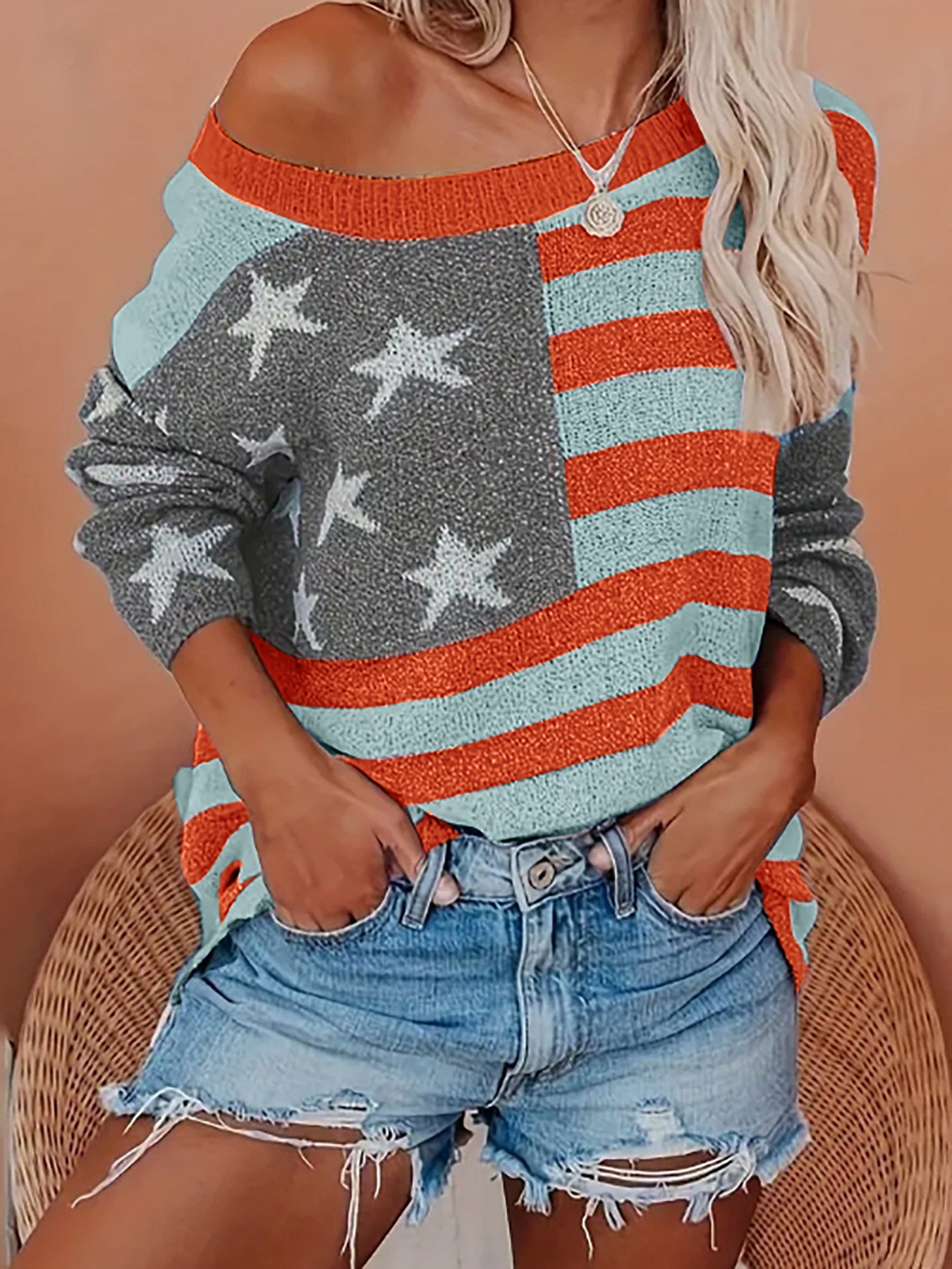 Brielle Ashmore | American Flag Knit Sweater For Women