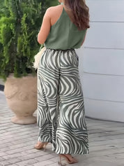 Colette Vasari | Zebra Print Wide-Leg Two-Piece Set For Women