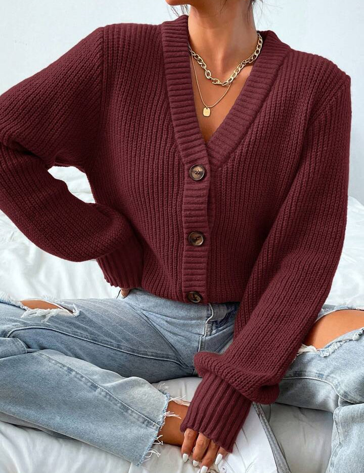 Colette Duvalier | Knitted Button-Front Cardigan For Women
