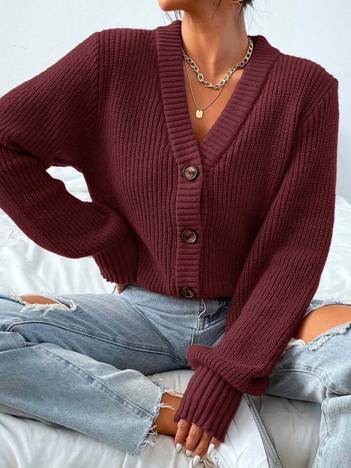 Colette Duvalier | Knitted Button-Front Cardigan For Women