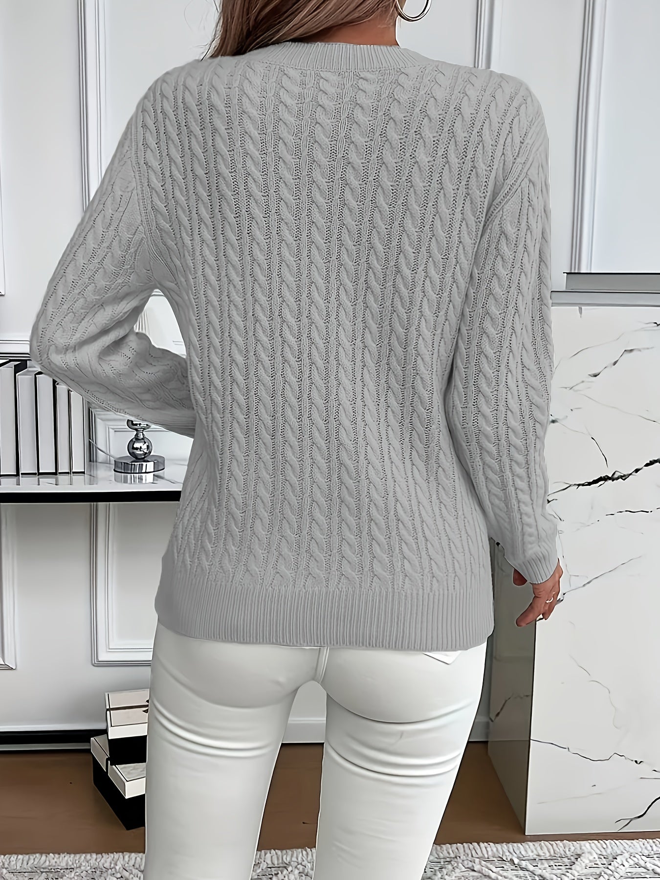 Simone Aldridge | Cable-Knit Round Neck Sweater For Women