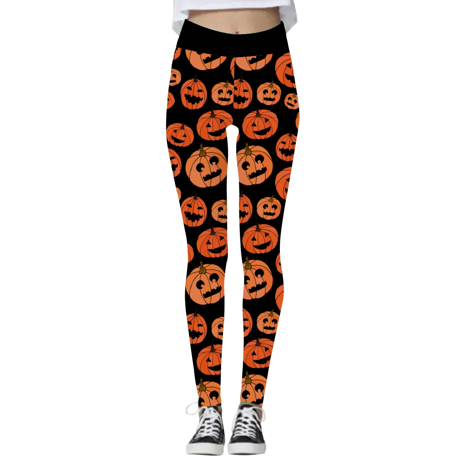 Black Cat Society | Skull & Pumpkin Halloween Leggings For Women